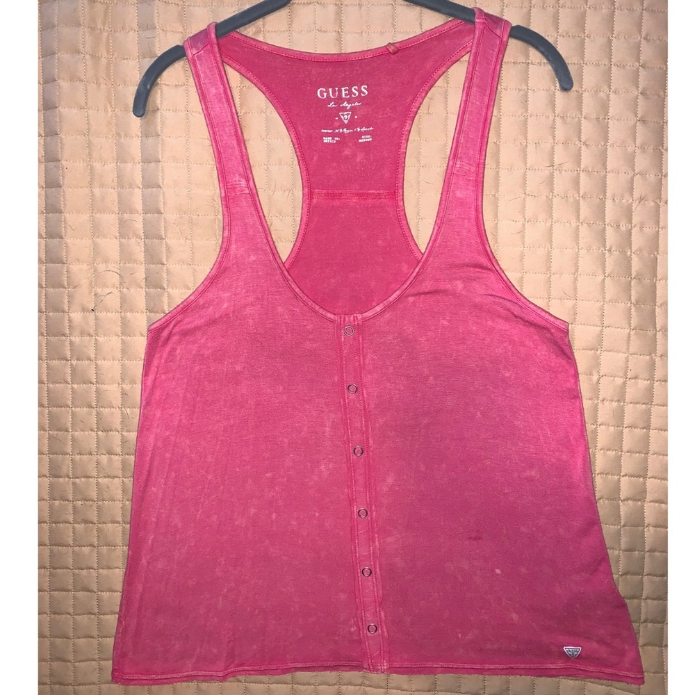 Guess Racerback cami tank top distressed Pink, M